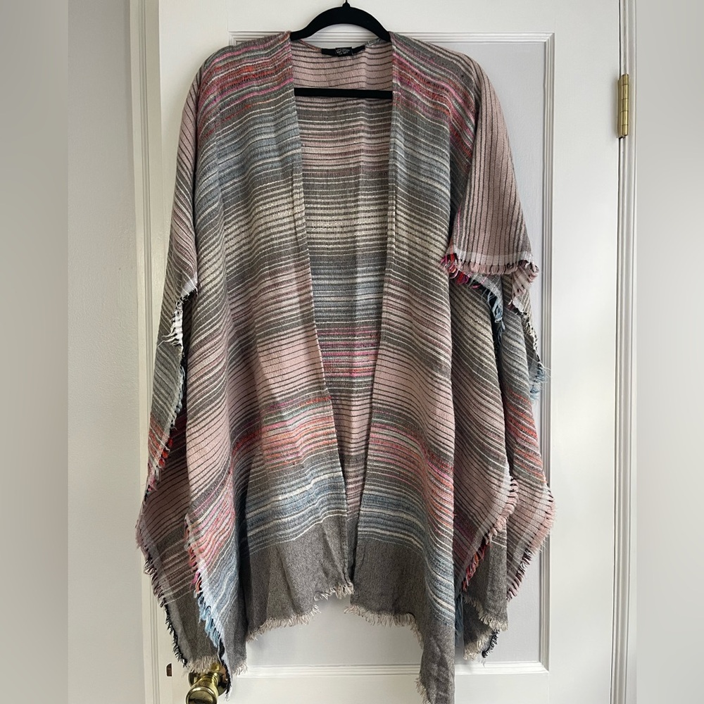 Cejon Striped Fringe Poncho Wrap | One Size